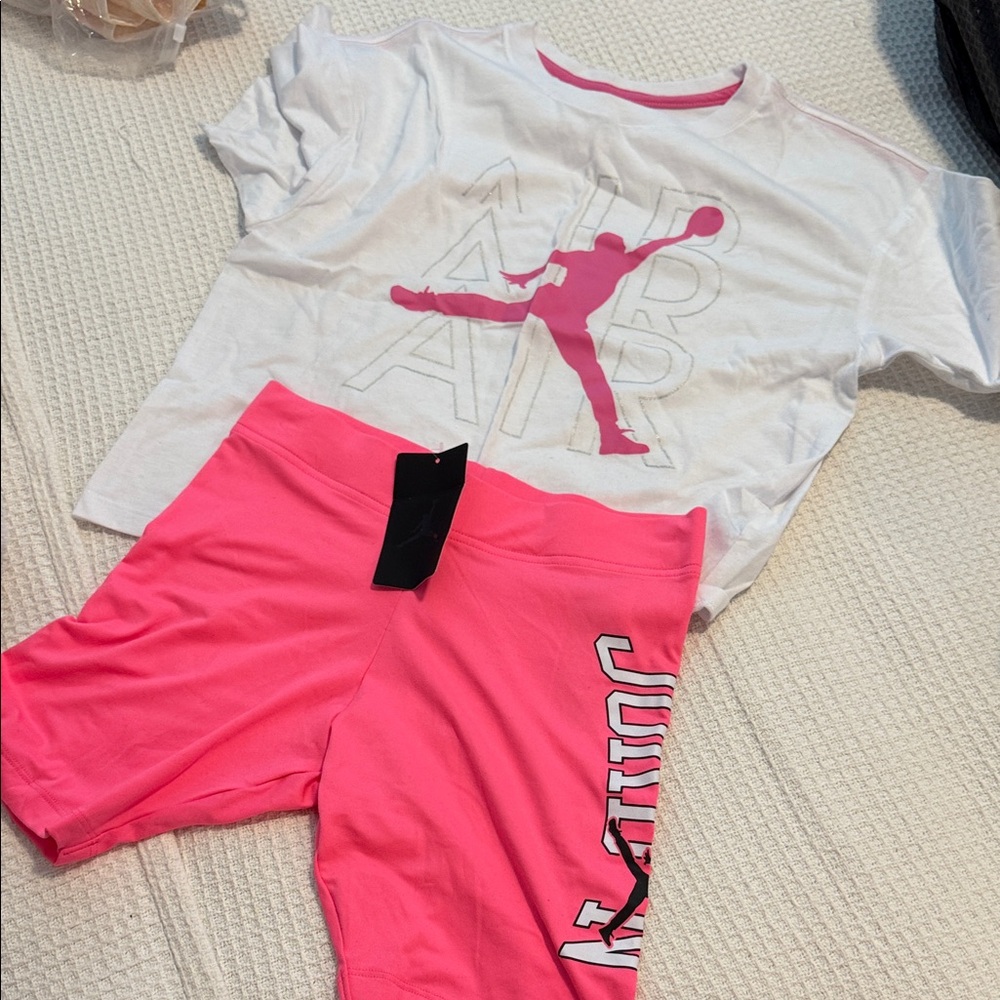 Jordan Kids Matching Set in White and Pink